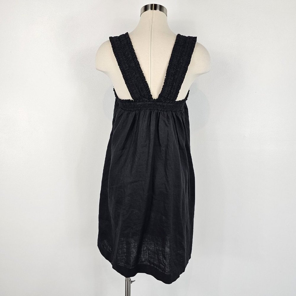 Everlane The Smocked Linen Shift Dress Womens Size Medium Black Sleeveless Flowy - Picture 3 of 16